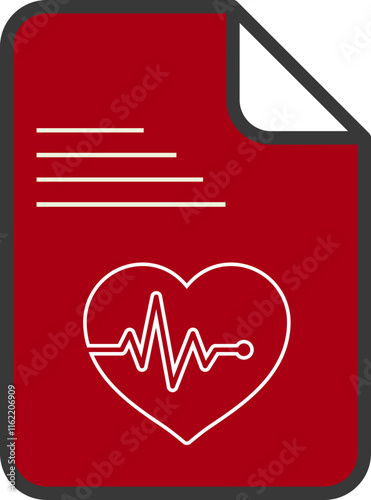 Heart Wav outline strock in colourd  file icon 
 photo