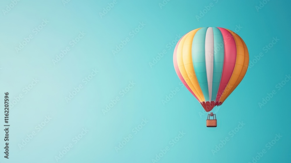 Fototapeta premium Vibrant Hot Air Balloon Against Clear Blue Sky