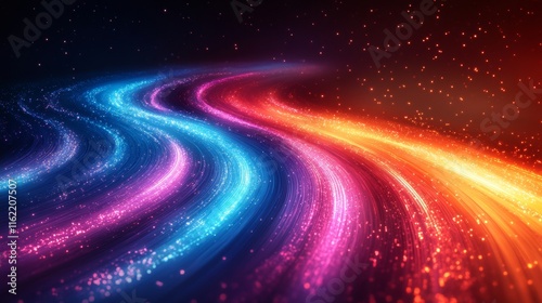 Abstract Digital Art with Colorful Light Streaks, suitable for futuristic and technological designs