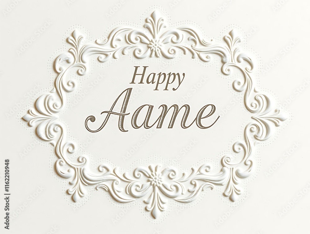 Elegant Ornate Frame with Happy Aame Greeting Elegant Ornate Frame with Happy Aame Greeting