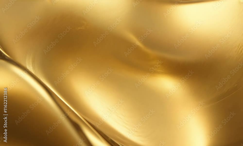 Shimmering golden liquid rippling in slow motion, forming intricate patterns with soft reflections and refractions