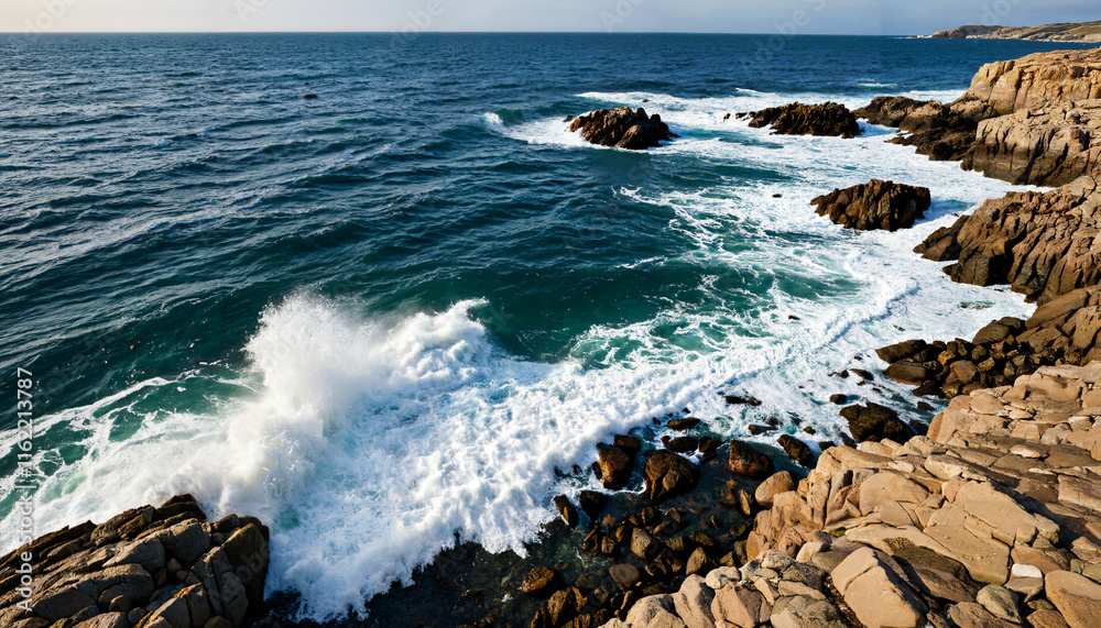 Côte rocheuse et vagues déferlantes Côte rocheuse et vagues déferlantes