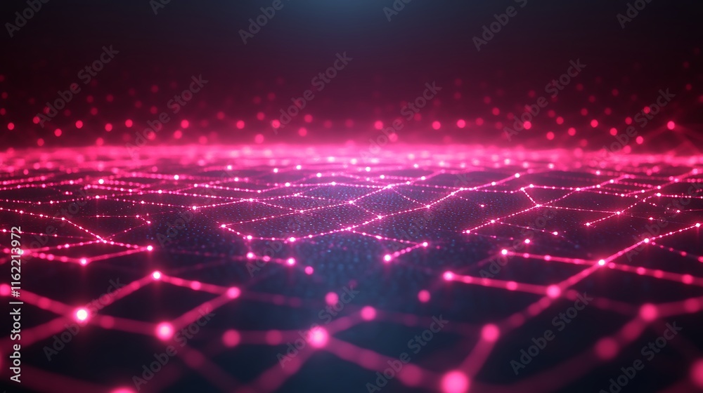 Obraz premium Abstract Pink Network Digital Connections Landscape