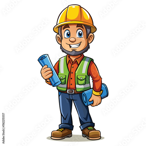 Construction Worker Mascot Cartoon
