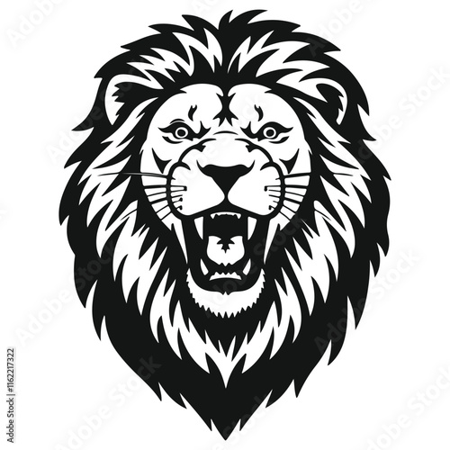 A beautiful lion head silhoutte illustration vactor art design with white backraund