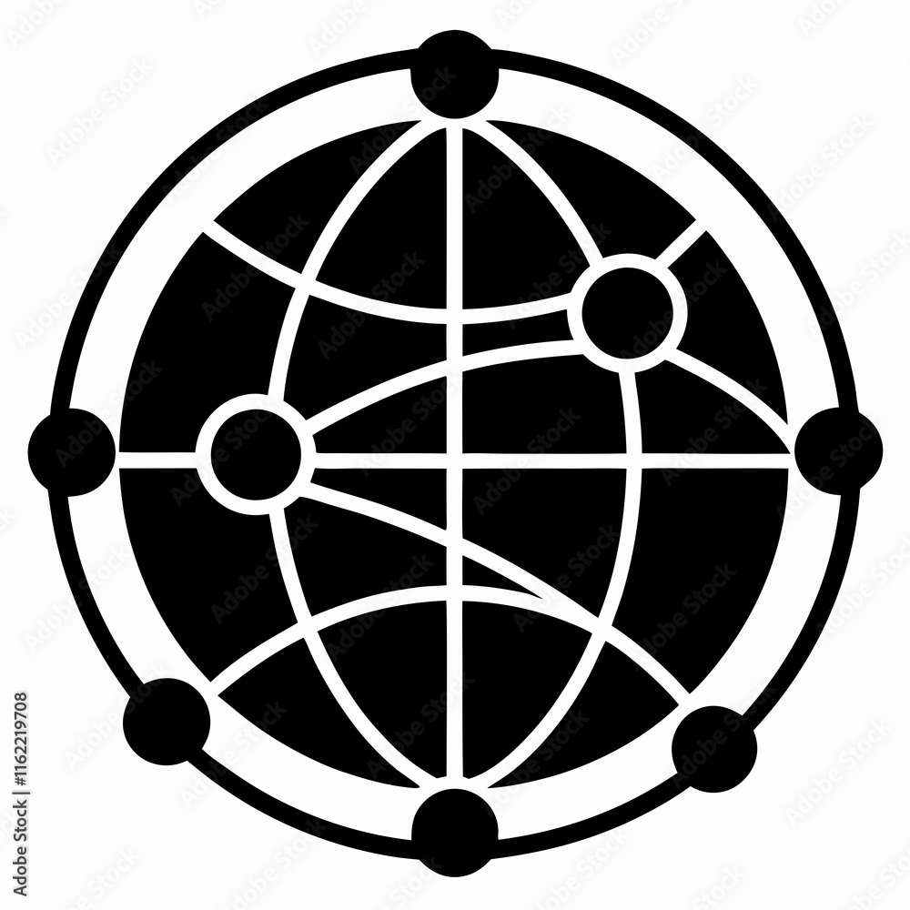 Globe Network Silhouette Vector Globe Network Silhouette Vector