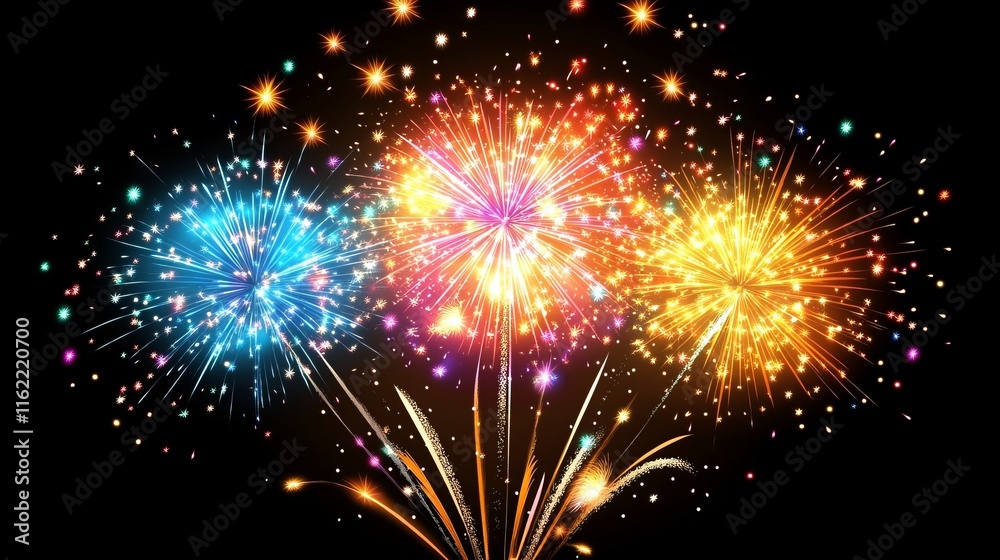 Fototapeta premium Vibrant Fireworks Display Illuminating Night Sky