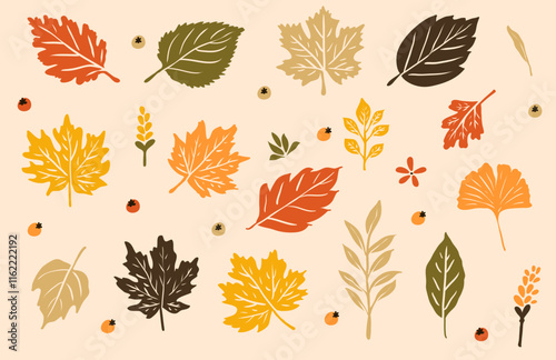 Autumn Leaves Clip Art for Fall Background, maple leaf, dry leaf, autumn trees, isolated leaves, flower vector, autumn leaves icon, or leaf logo in svg vector
