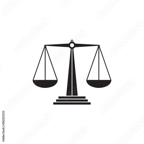 A weight balance scale silhouette black vector  on white background.