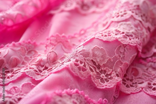 Delicate Pink Lace Nightgown Close-Up: Soft Fabric Texture & Romantic Detail
