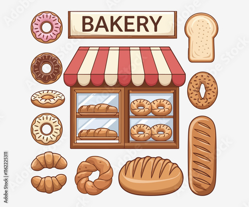 cartoon vector bakery things design white background