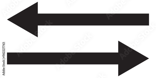 Long arrows icon set. Vector set of trendy long arrows left and right in flat style. Icons isolated. Straight long right vector arrow icon .Replaceable vector design .