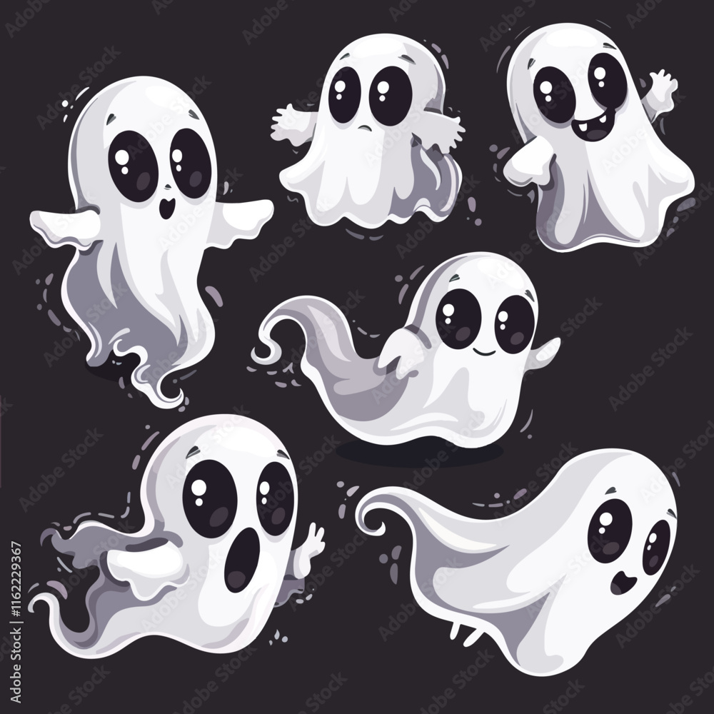 Obraz premium Set of cute ghost creation