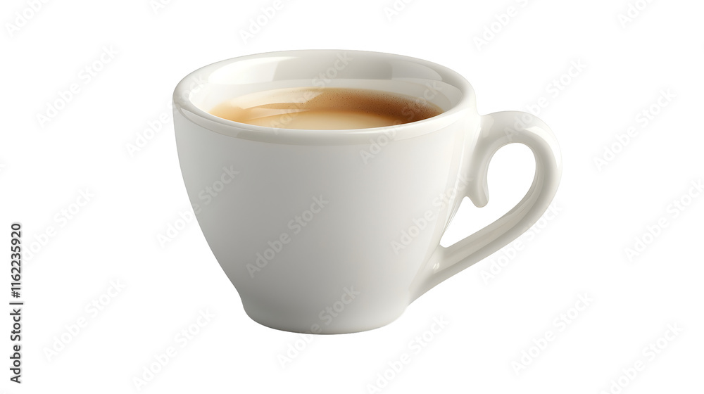 Pristine Porcelain Espresso Cup with Refined Silhouette on White Background Pristine Porcelain Espresso Cup with Refined Silhouette on White Background