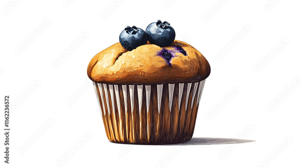 Minimalist Line-Art of a Tantalizing Blueberry Muffin on a Clean White Background Minimalist Line-Art of a Tantalizing Blueberry Muffin on a Clean White Background