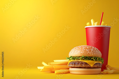 Burger, Fries, and Drink - Perfect Fast Food Meal photo