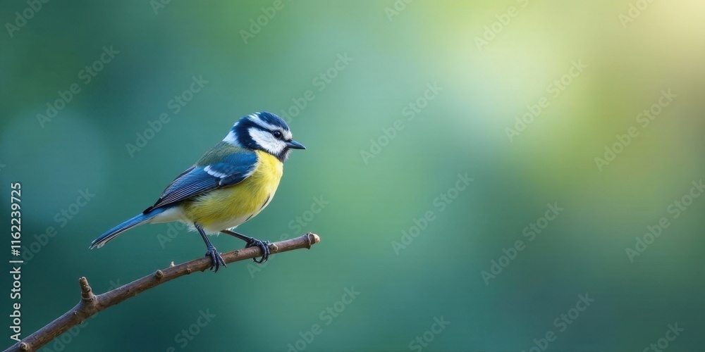 A vibrant blue and yellow bird perched delicately on a slender branch against a soft, blurred natural backdrop, showcasing its exquisite plumage and the serene beauty of nature A vibrant blue and yellow bird perched delicately on a slender branch against a soft, blurred natural backdrop, showcasing its exquisite plumage and the serene beauty of nature