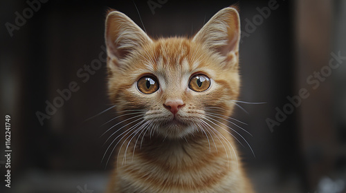 curious orange tabby cat with bright eyes and whiskers
