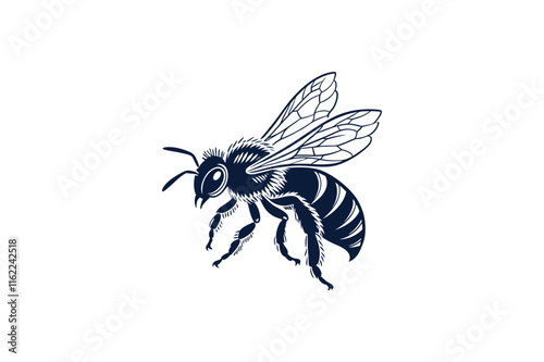 honeybee silhouette free vector illustration on white background