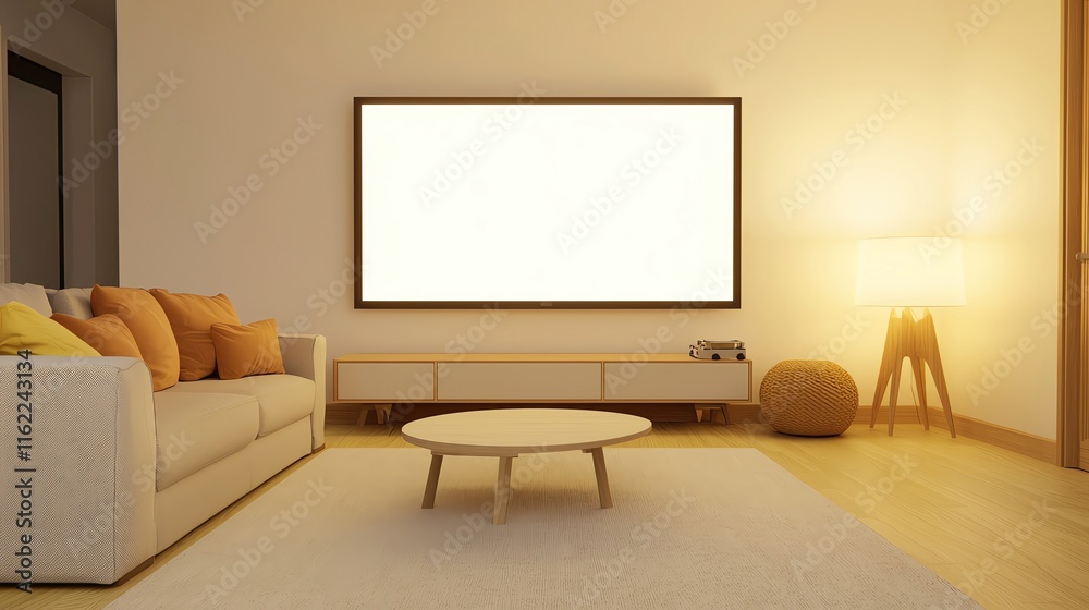 Cozy living room with modern decor and lighting. Cozy living room with modern decor and lighting.