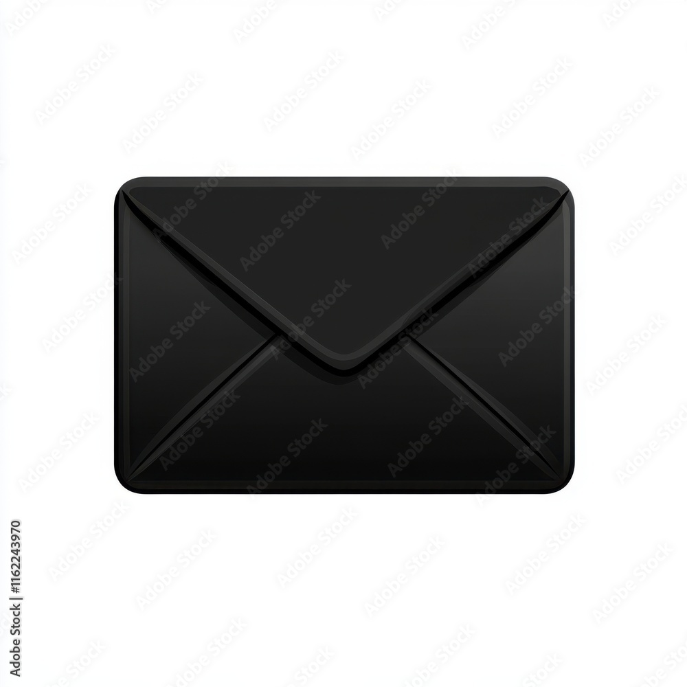 A sleek black envelope icon, symbolizing communication and digital messaging. A sleek black envelope icon, symbolizing communication and digital messaging.