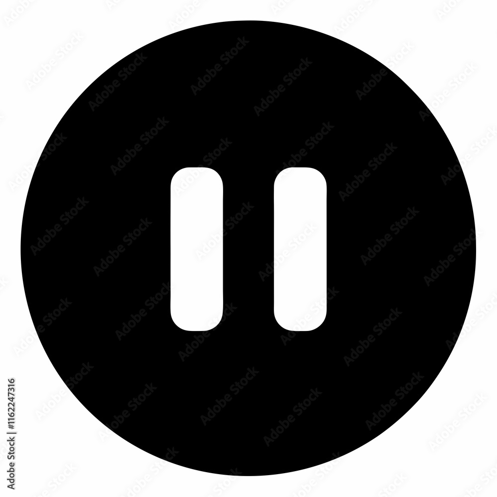 Pause Button Black Silhouette Vector Pause Button Black Silhouette Vector