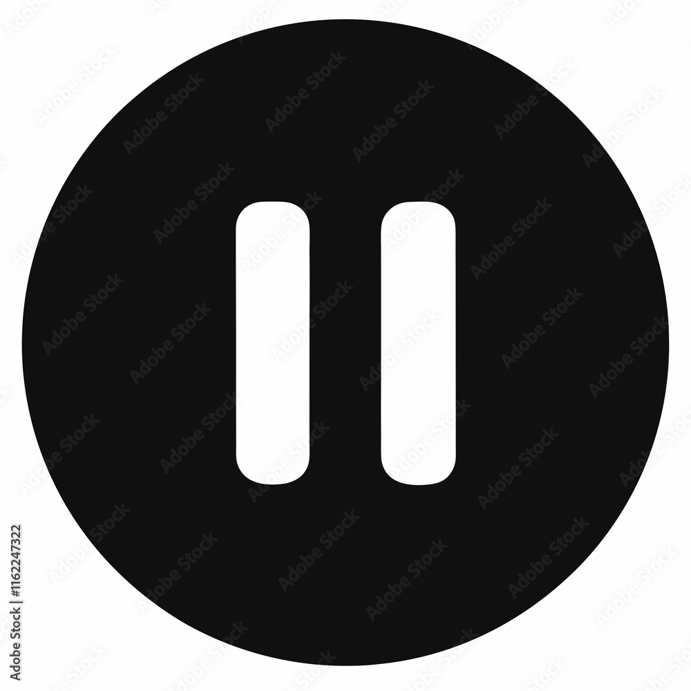 Pause Button Black Silhouette Vector Pause Button Black Silhouette Vector
