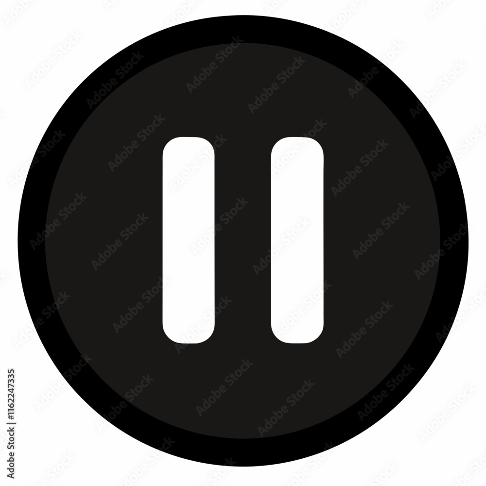 Pause Button Black Silhouette Vector Pause Button Black Silhouette Vector