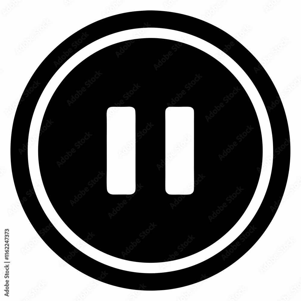 Pause Button Black Silhouette Vector Pause Button Black Silhouette Vector
