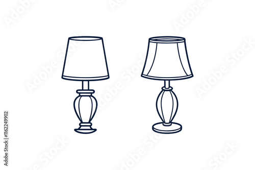 set of simple classic table lamp line art vector illustration white background