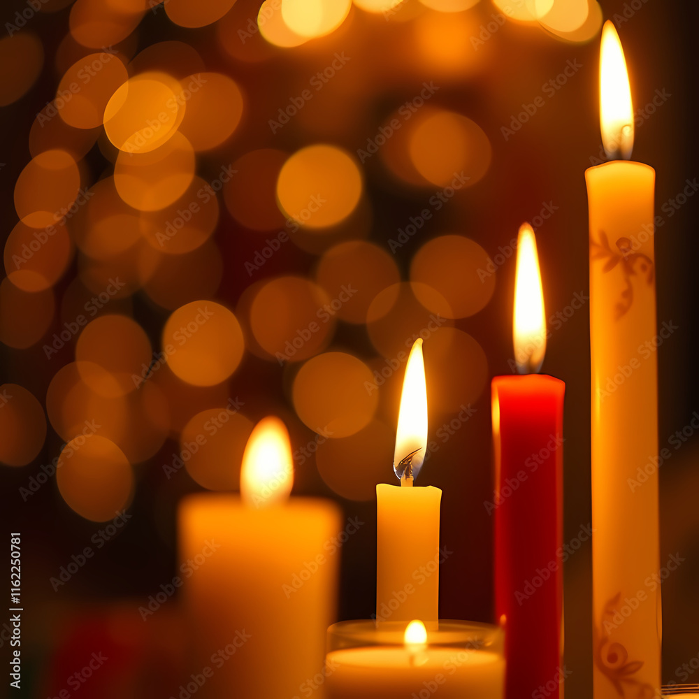 Glowing Candles with Soft Golden Light and Warm Background Bokeh Glowing Candles with Soft Golden Light and Warm Background Bokeh