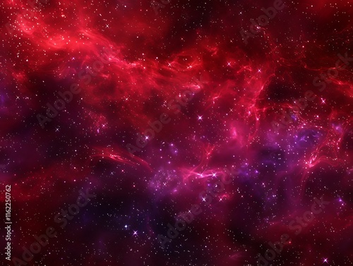 High-detail red and purple nebula, stars in space, dark fantasy style banner design.