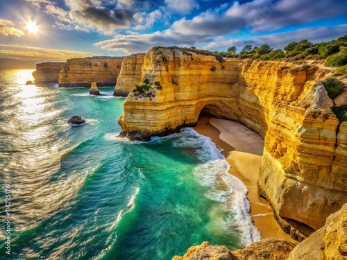 Dramatic Vertical Cliffs, Marinha Beach, Algarve, Portugal - Coastal Landscape Photography