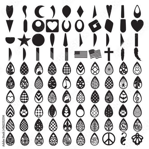 Earring Silhouette, Earrings SVG, Jewelry Svg, Stacked Earring Svg, Earring Bundle,Earring SVG bundle, Earring cut patterns, Leather Earring svg, Earring Cricut Files, Mega Bundle, Digital File 