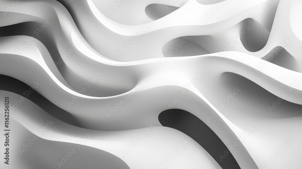 Obraz premium Abstract White 3D Render: Swirling, Wave-like Forms