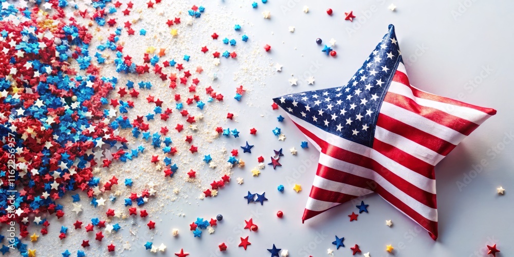 Obraz premium Happy Labor Day: USA Flag & Confetti Top View - Perfect for Advertisement