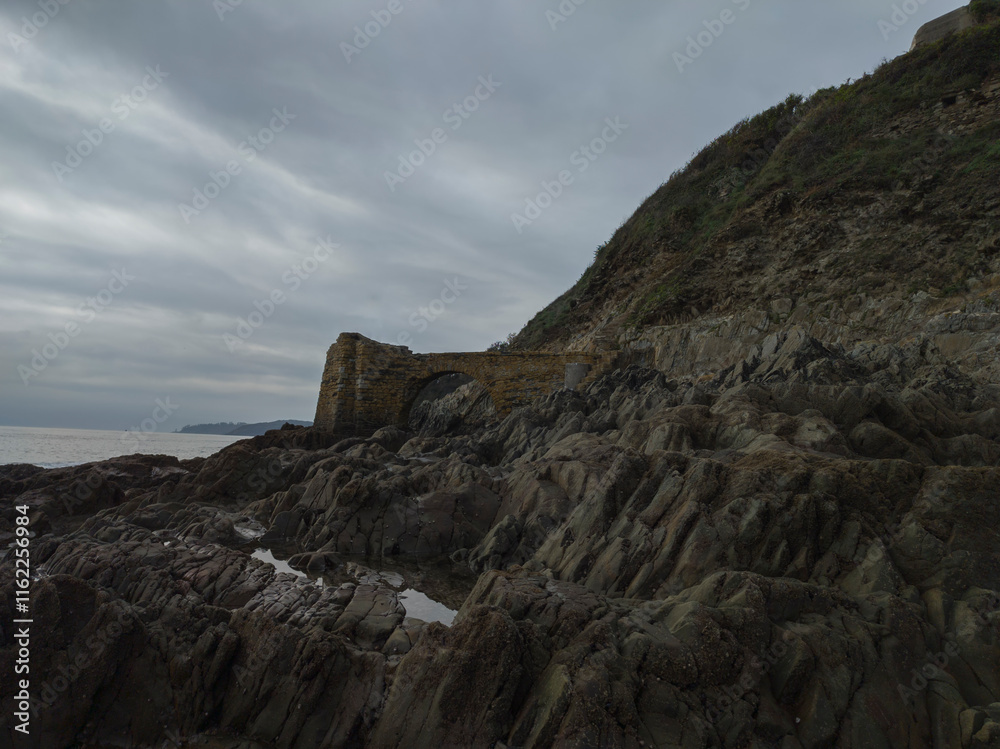 part of the cliff on the seashore, close-up