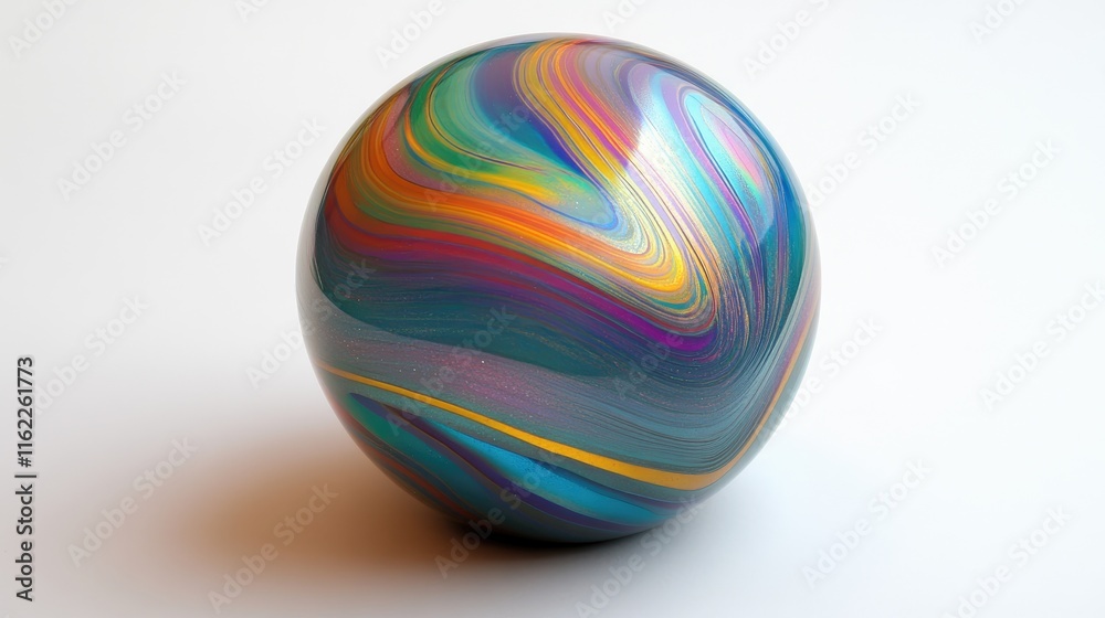 Fototapeta premium Swirling Rainbow Hues Adorn A Glossy Egg Shape