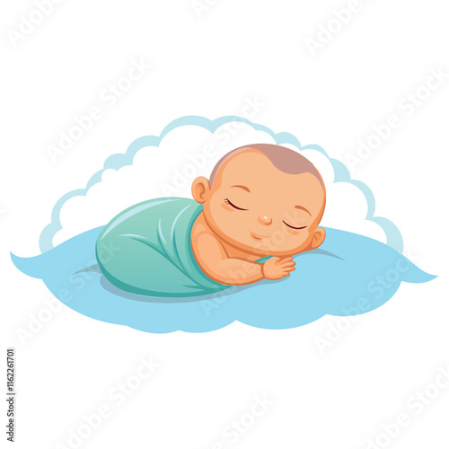 "Adorable Baby Sleeping Vector Illustration"

