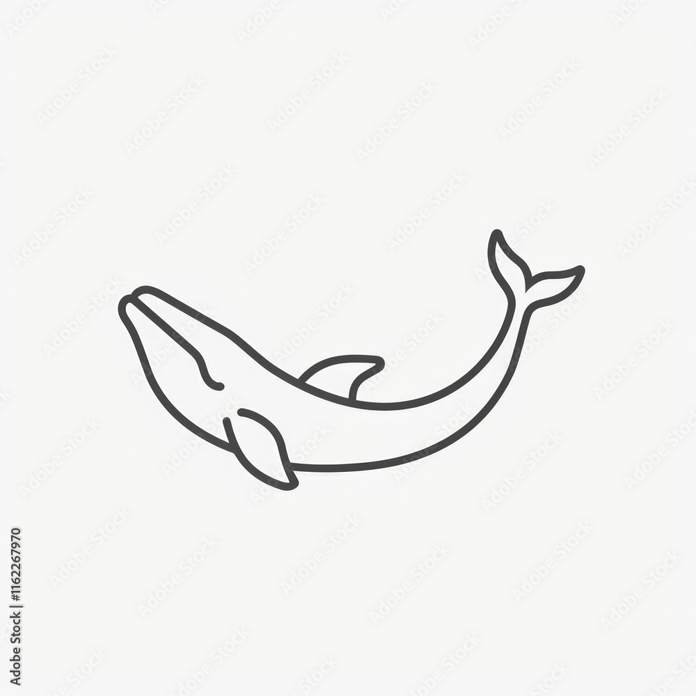 Line art illustration of a whale swimming. Line art illustration of a whale swimming.