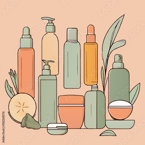 set of cosmetic products cartoon illustration vector