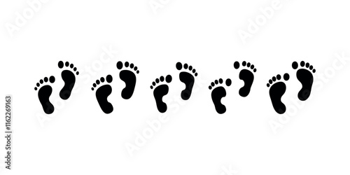 Footprint. Human footprint icon. Baby footprint. Silhouette of footprints. Simple Black Footprint Icons on White Background. Vector illustration.