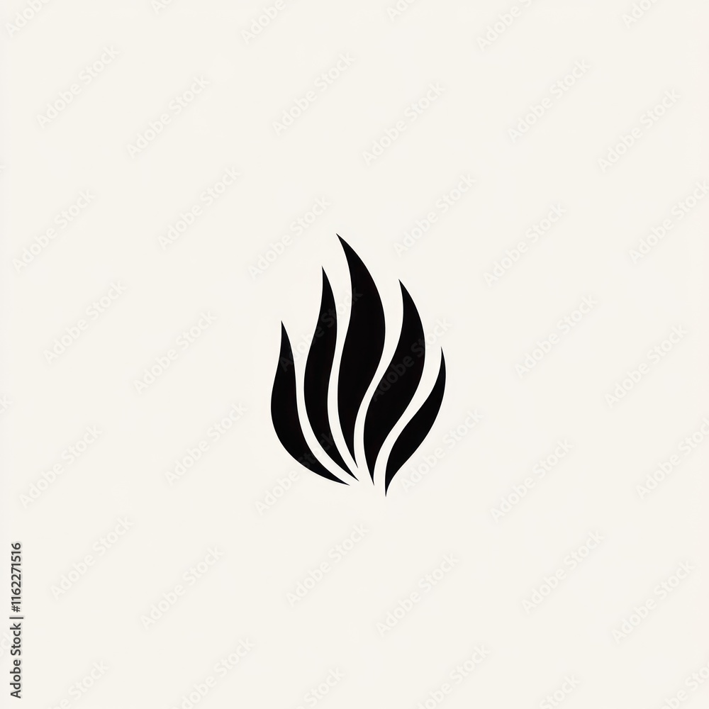 Abstract black flame icon on white. Abstract black flame icon on white.