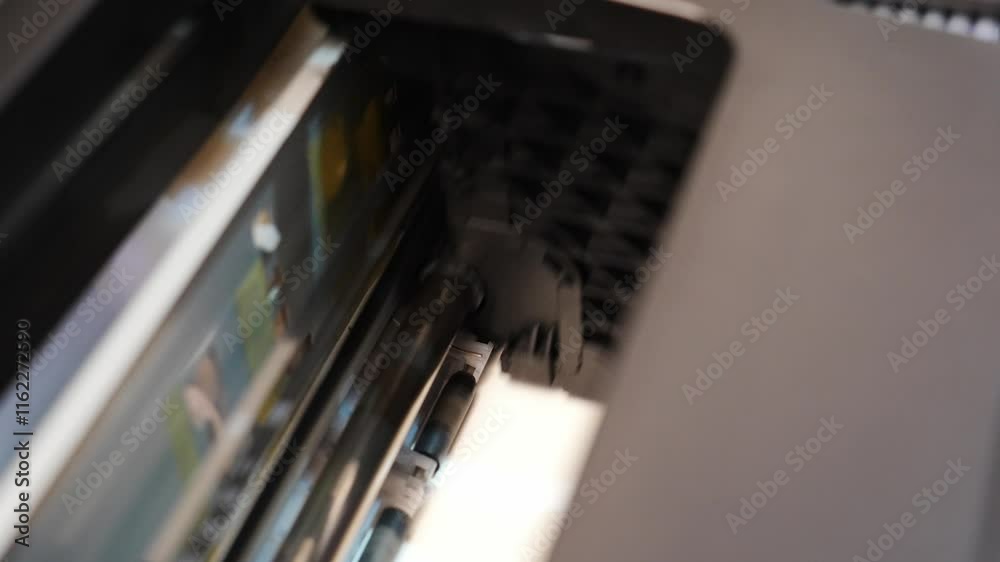 The process of printing on a photo printer. home or professional printer for home or office. The process of printing on a photo printer. home or professional printer for home or office.