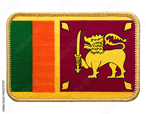 スリランカの国旗の刺繍のワッペン。(Embroidered Sri Lanka flag patch.)
 photo