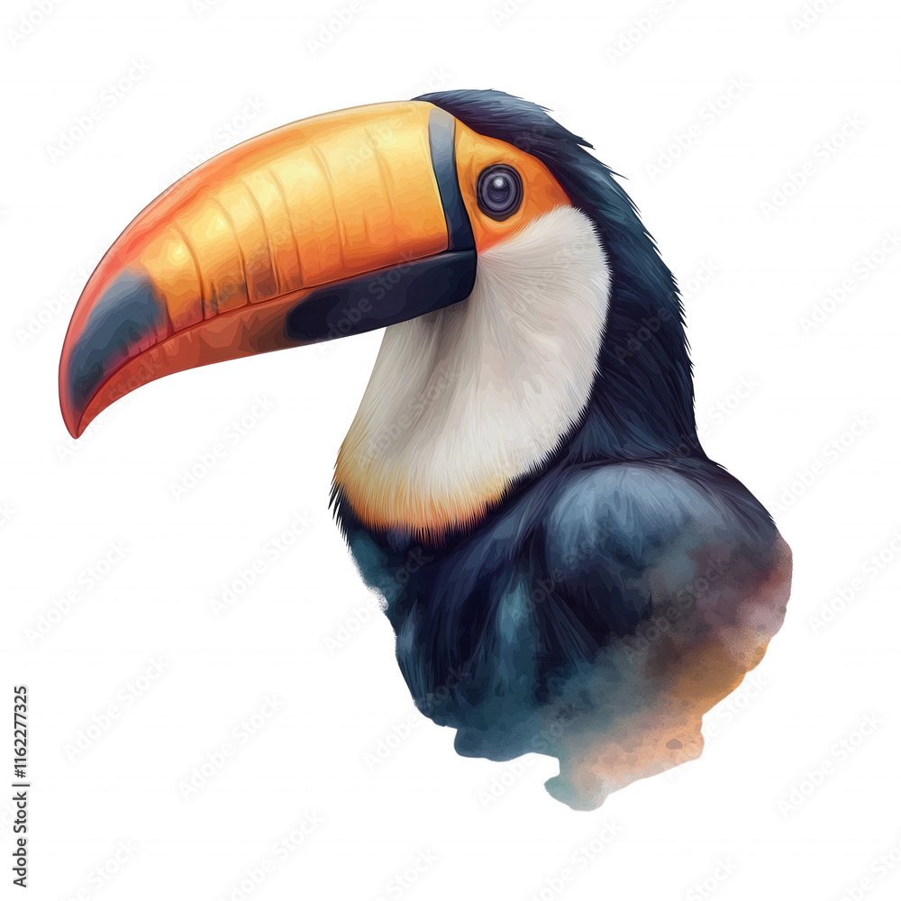 Naklejka premium A colorful bird with a long beak and a yellow head