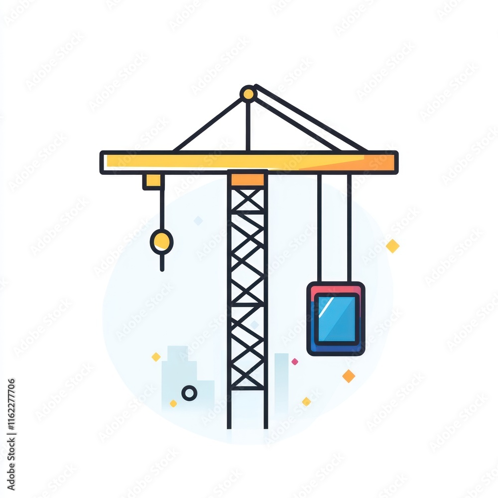Construction crane icon, lifting, building. Construction crane icon, lifting, building.