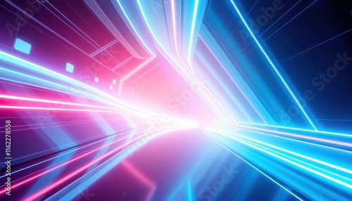 Abstract Neon Lights Corridor Futuristic Design