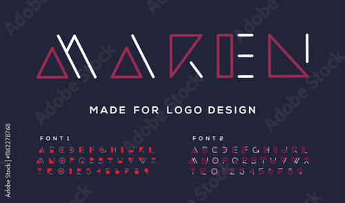 Futuristic alphabet design, character set, typography, letters and numbers. Vector illustration
