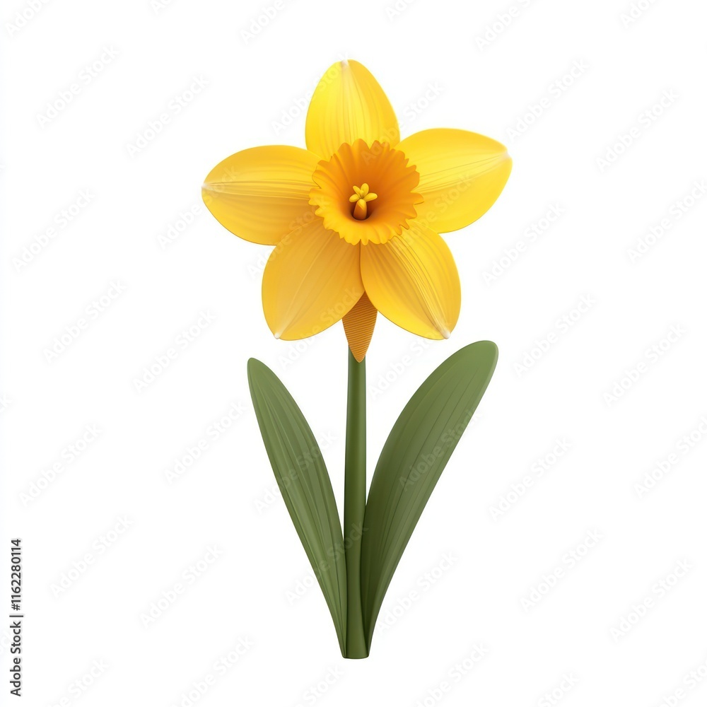 Dancing daffodil with a tiny bow tie. vector style art 3d illustration Isolated on White Background Dancing daffodil with a tiny bow tie. vector style art 3d illustration Isolated on White Background